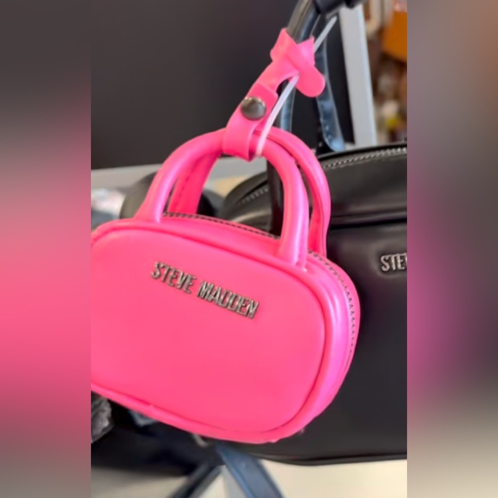 Steve Madden Micro Bag Charm & Coin Purse | Hot Pink